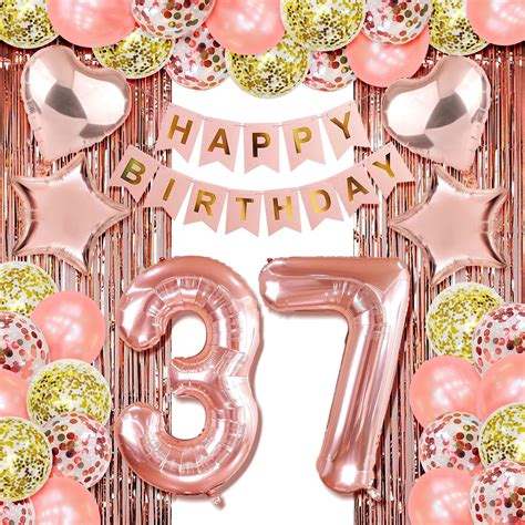 37th Birthday Decorations For Her Happy 37th Birthday Decorations For