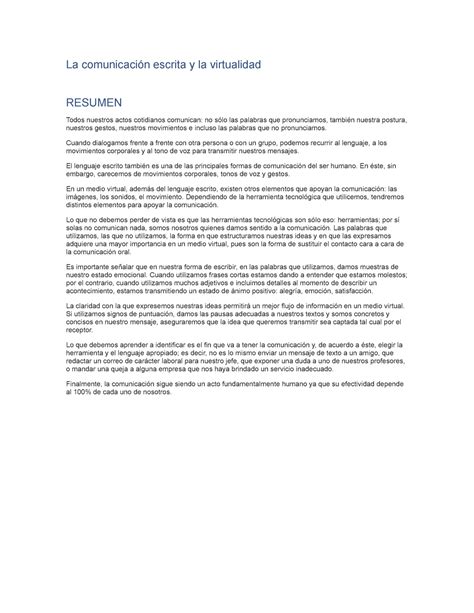 La Comunicaci N Escrita Y La Virtualidad La Comunicaci N Escrita Y La