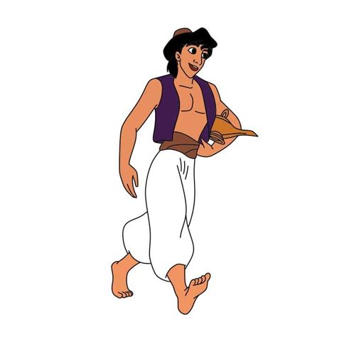 4 Instrucciones sobre cómo dibujar el personaje Aladdin balanceándose