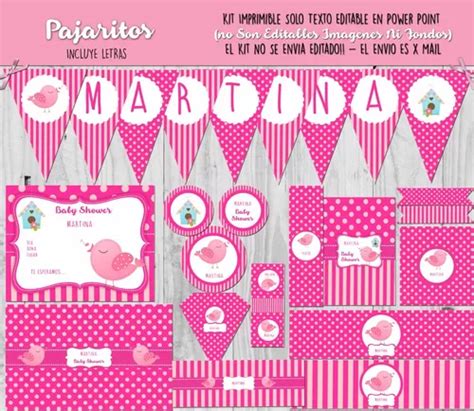 Kit Imprimible Baby Shower Pajaritos Con Textos Editables En Venta En