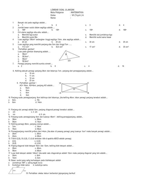 Lembar Soal Ulangan Mtk Pdf