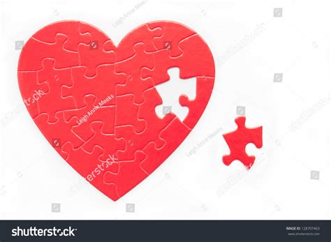 Red Heart Puzzle Piece Isolated On Stock Photo 128707463 Shutterstock