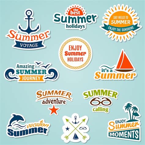 Zomer Zee Tropische Vakantie Reis Vakantie Sticker Set Geïsoleerde