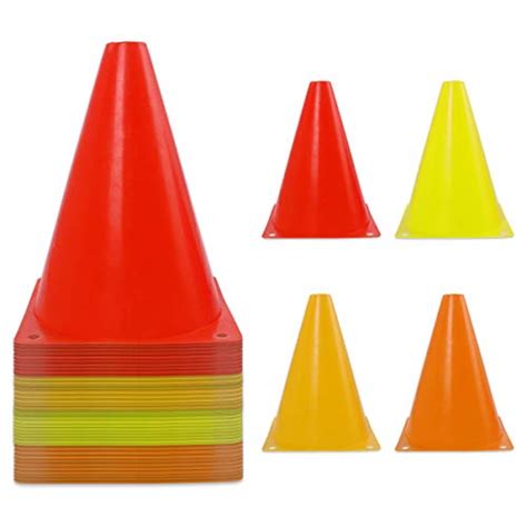 40 Pack 7 Inch Plastic Traffic Cones Sports Training Agility Marker