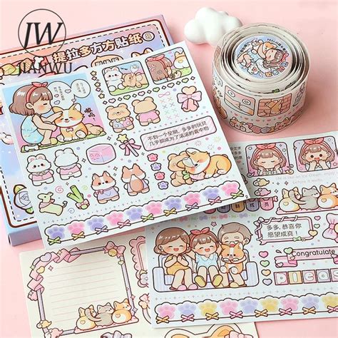 Jianwu Sheets Box Kawaii Girl Decor Material Washi Sticker