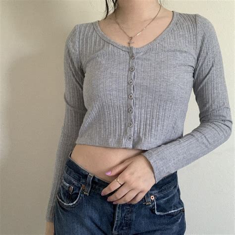 Papaya Women S Grey Crop Top Depop