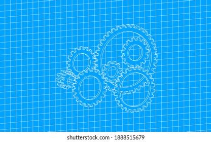 Gear Design Blueprint Style Grid Pattern Stock Illustration 1888515679 ...