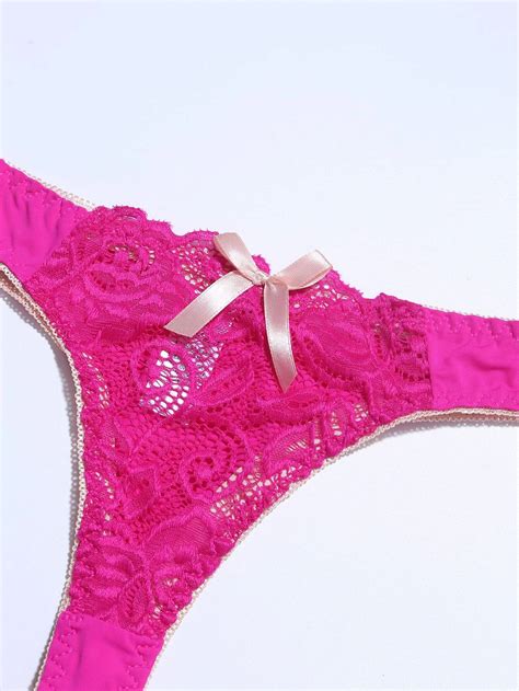 Contrast Lace Bow Decor Panty Shein Usa