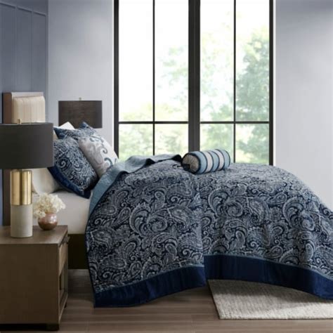 Madison Park Aubrey Quilt Set King Navy Unit King Soopers