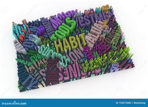 Keyword Of Habit Colorful 3D Rendering Shape Composition Geom Stock