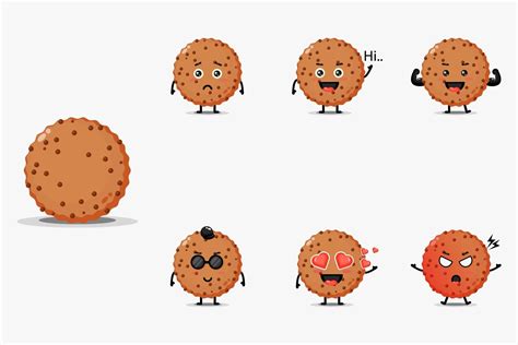 Cute Chocolate Cookie Mascot Design Set 2146528 Vector Art At Vecteezy