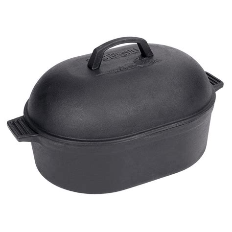 Bayou Classic 11 Qt Pre Seasoned Cast Iron Oval Roaster 7418 The Home Depot Cast Iron