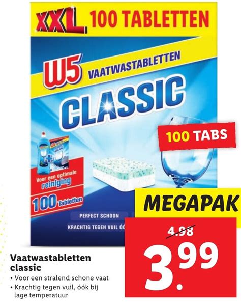 W5 Vaatwastabs Classic 100 Tabs Aanbieding Bij Lidl