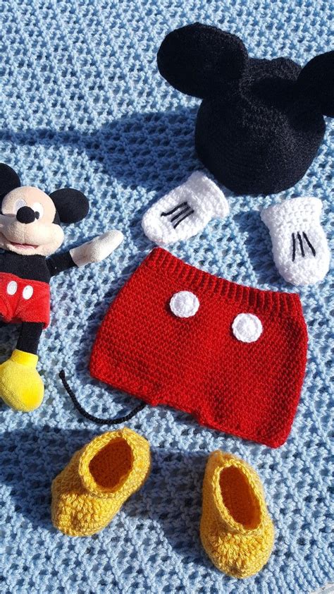 Crochet Mickey Mouse Newborn Set In Crochet Mickey Mouse