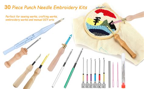 30 Stück Stickerei Starter Kit Punch Needle Kit Einstellbare Stanznadel