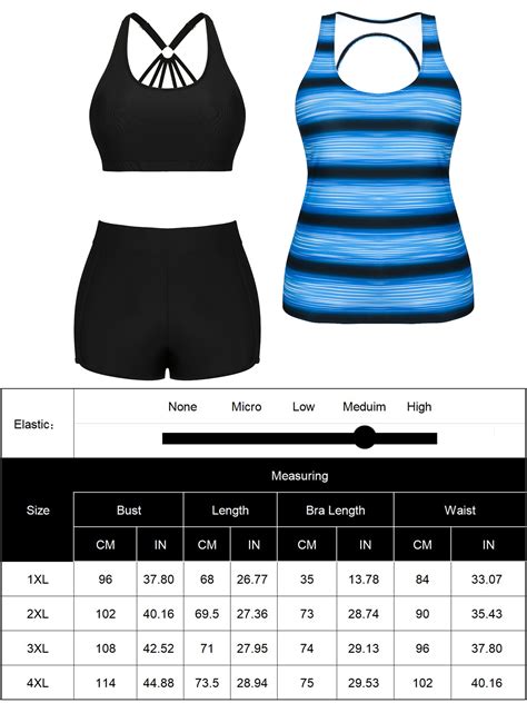 Walmart Plus Size Womens 3 Piece Athletic Tankini Swimsuit Set With