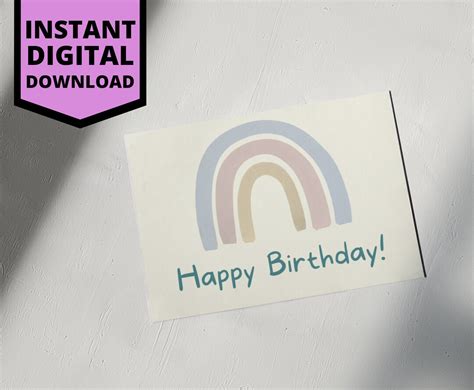 Rainbow Happy Birthday Card, Birthday Celebration, Printable Birthday ...