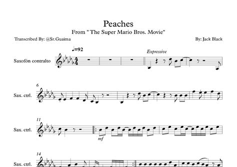 Peaches Arr Sr Guaima By Jack Black Sheet Music For Alto Sax Solo