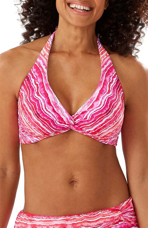 Tommy Bahama Rainbow Twist Underwire Halter Bikini Top Coral