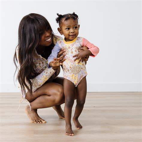 Girls Long Sleeve Surf Suit (One Piece Bodysuit) | "Meadows"