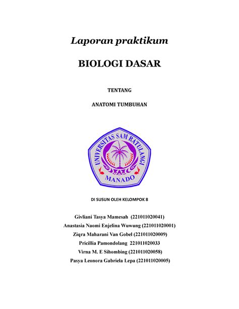 Laporan Praktikum Anatomi Tumbuhan Laporan Praktikum Biologi Dasar