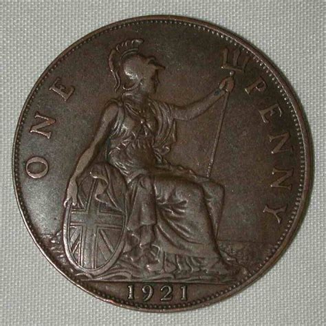 Nicely Toned 1921 Bronze Coin Great Britain One Penny King George V