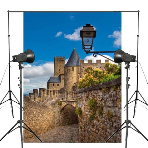 ABPHOTO Polyester 5x7ft Blue Sky Photography Background Ancient Castle