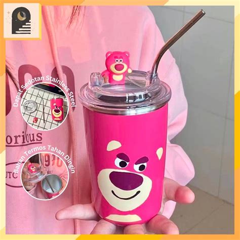 Jual Termos Tumbler LOTSO Strawberry Bear 500ml Botol Minum Mug