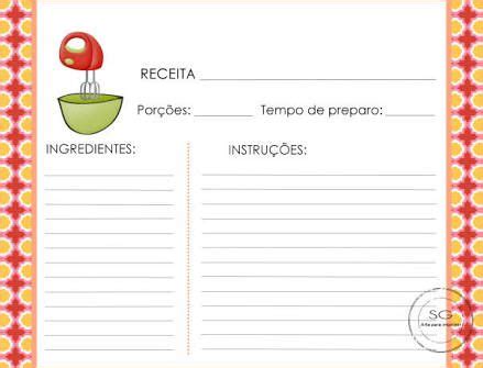 Resultado De Imagem Para Caderno De Receitas Para Imprimir Cart Es De