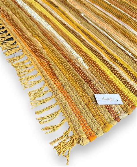 Hand Made Braided Chindi Cotton Reversible Farmhouse Area Rugs Yellow