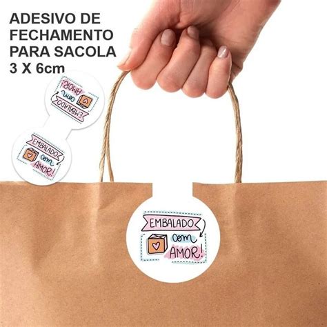 Adesivo De Lacre Embalado Amor Sacolas Lacre Loja De Carimbos