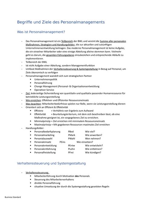 Lernzettel HR Zusammenfassung Dr Habich Und Dr Summerer Begriffe