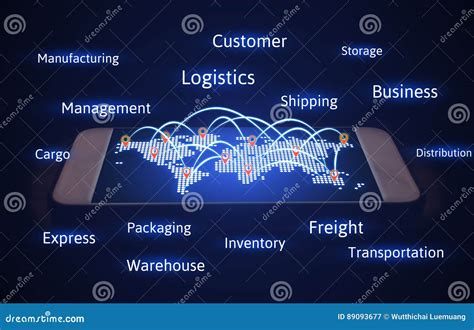 Concetto Di Logistica Mappa Di Mondo Con Trasporto Di Collegamento E