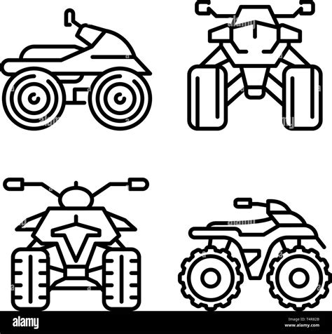 Quad Bike Icons Set Outline Style Stock Vector Image Art Alamy