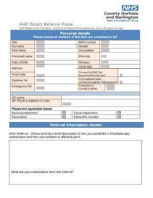 Self Referral Doc Template Pdffiller