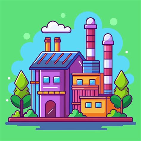 Textile Dyeing Factory Building Vector Graphics For Retail Premium Ai