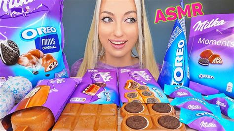 Asmr Eating Milka Chocolate And Oreo Party Ice Cream Candy Bars 아이스크림