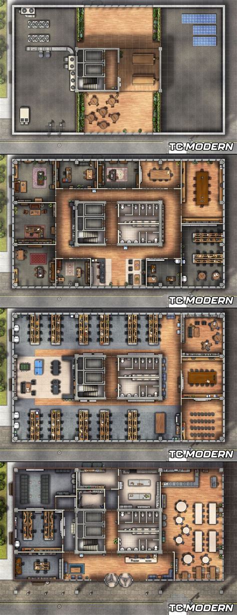 Office Block - Free Version | TC Modern | Tabletop rpg maps, Modern map ...