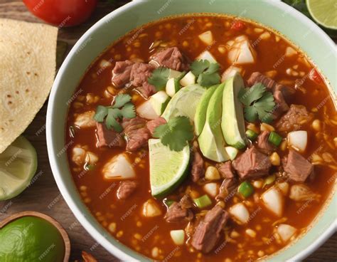 Premium Ai Image A Closeup Of A Bowl Of Mexican Pozole De Res A