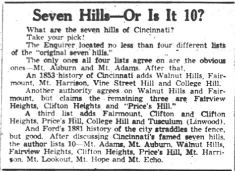 Digging Cincinnati History: Cincinnati - The City of Seven Hills?