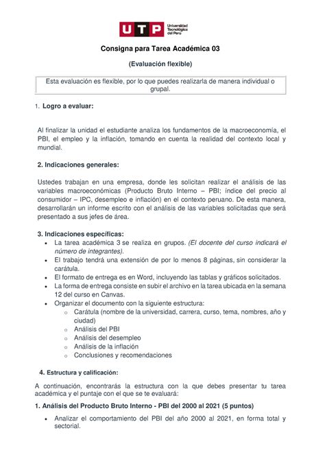 Semana Indicaciones Tarea Academica Consigna Para Tarea