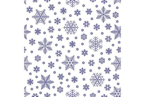 Winter flat snowflakes seamless pattern. Snowflake frozen sy