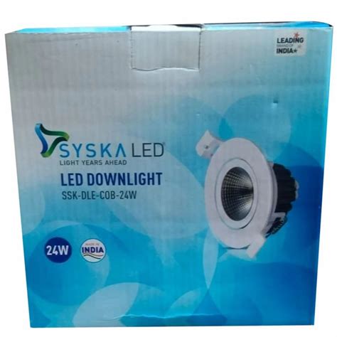 Round Syska SSK SDE COB 24W LED Downlight 3000K Pure White At Rs 1388