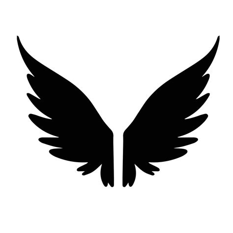 Wings silhouette of angel. Black hand drawn wings. Vector illustration ...