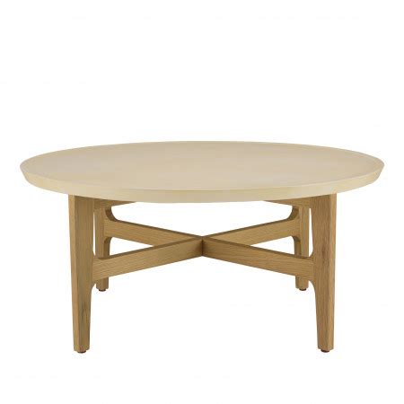 Gregoire Table Basse Ronde Ch Ne Naturel X Cm Plateau B Ton Beige