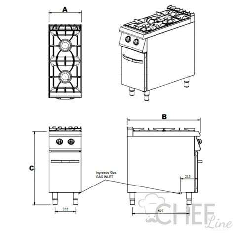 Commercial Gas Range With 2 Burners Chefook