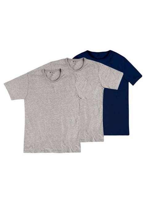 Kit Camisetas Masculina Hering Cinza Mescla Marinho Meias