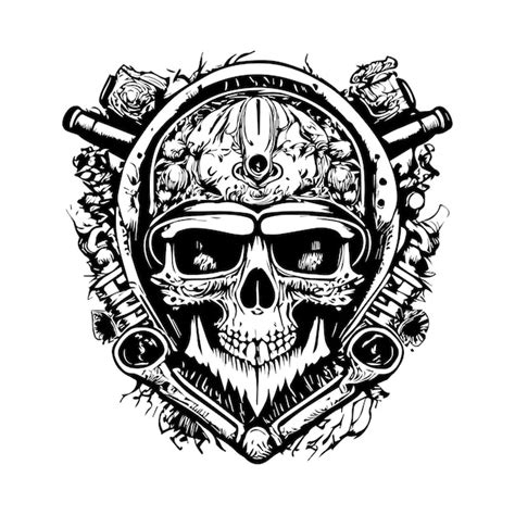 Artwork Illustration Und T Shirt Design Totenkopf Motorrad Gravur