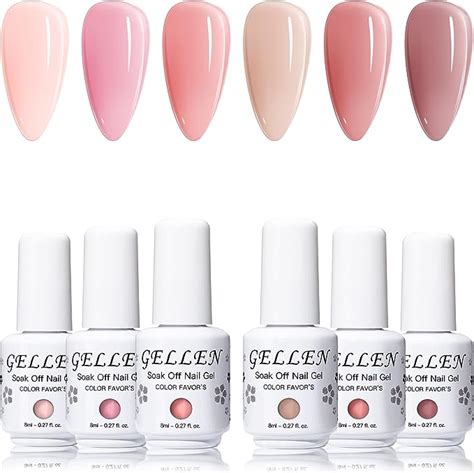 Gellen Jelly Gel Nail Polish Kit Nude Pink Sheer Gel Nail Polish Set