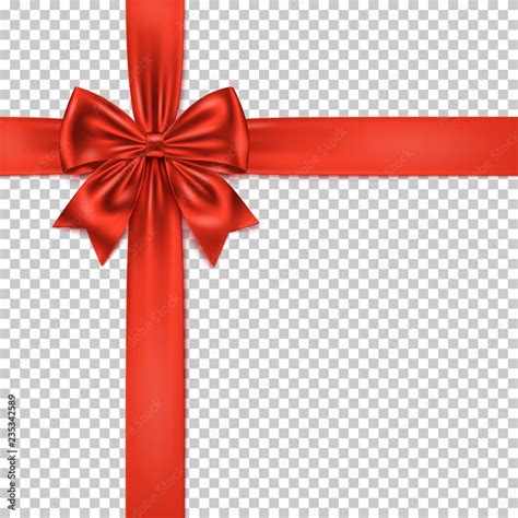 red gift bow  ribbon isolated  transparent background stock